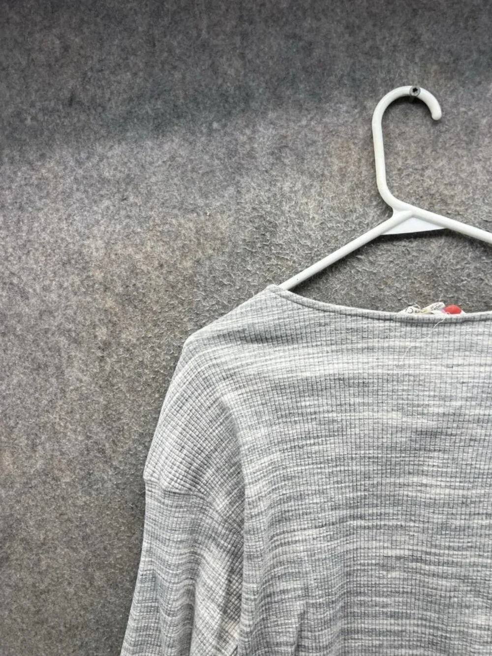 Free People Beach Shirt Women Medium Gray Cropped Henley Thermal Knit